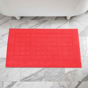 Nora Cotton Solid Absorbent Thick Checkered Washable Bath Mat Set of 2