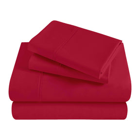 Egyptian Cotton 300 Thread Count Solid Deep Pocket Bed Sheet Set - Red