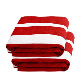 Cabana Striped Cotton Standard Size Chaise Lounge Chair Cover Set of 2 - Red