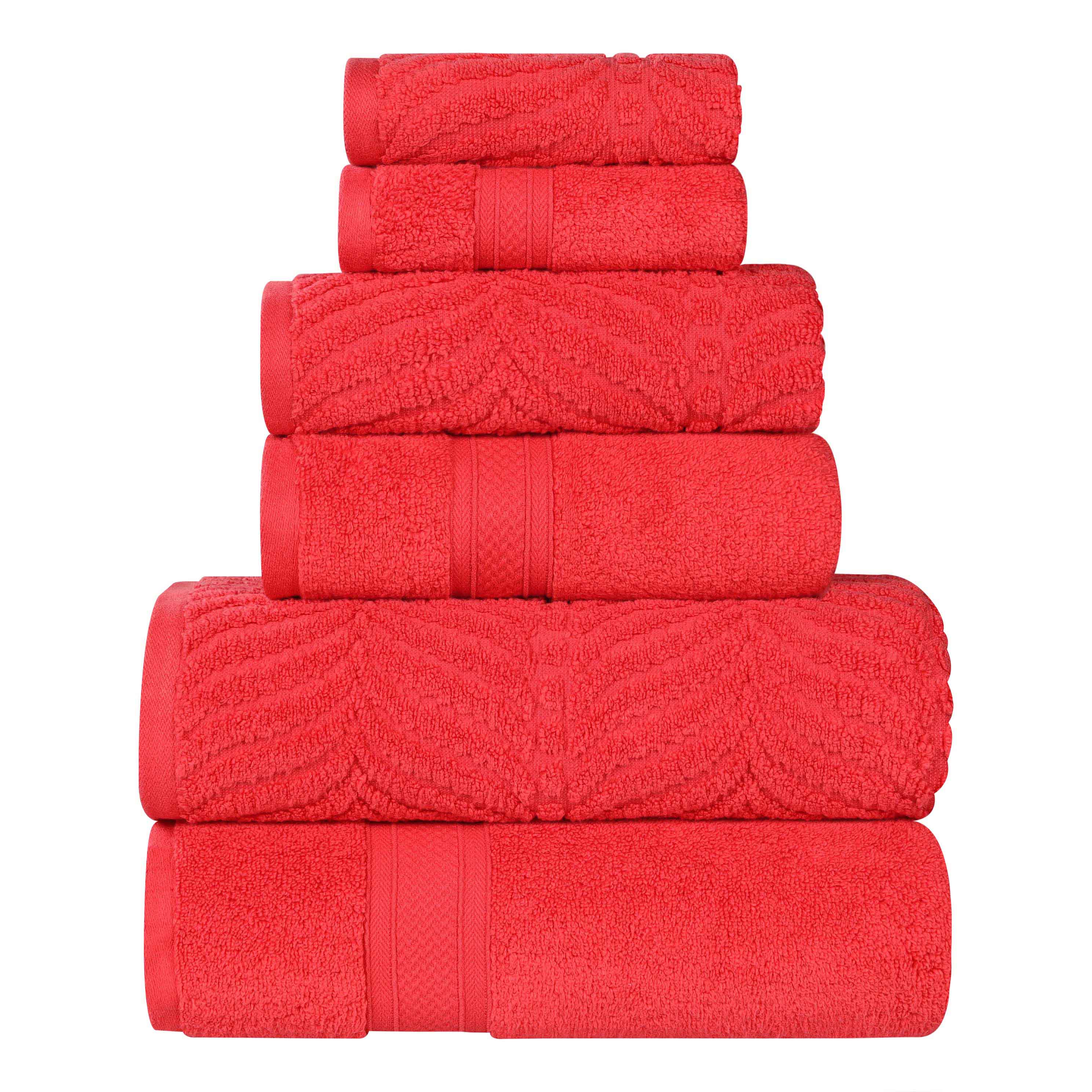 Chevron Zero Twist Solid and Jacquard Soft Cotton 6 Piece Towel Set - Towel Set by Superior