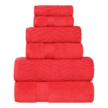 Chevron Zero Twist Solid and Jacquard Soft Cotton 6 Piece Towel Set