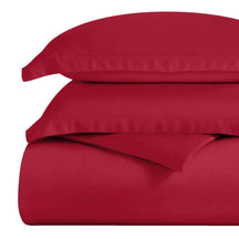 Egyptian Cotton 300 Thread Count Solid Luxury Duvet Cover Set - Red