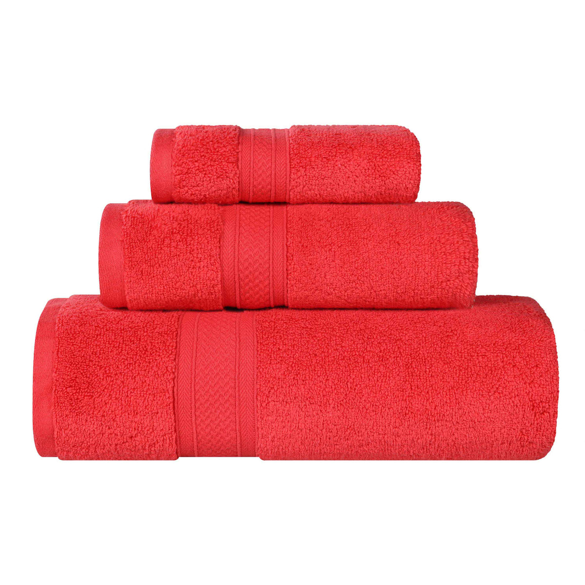 Chevron Zero Twist Solid Soft Absorbent Cotton 3 Piece Towel Set