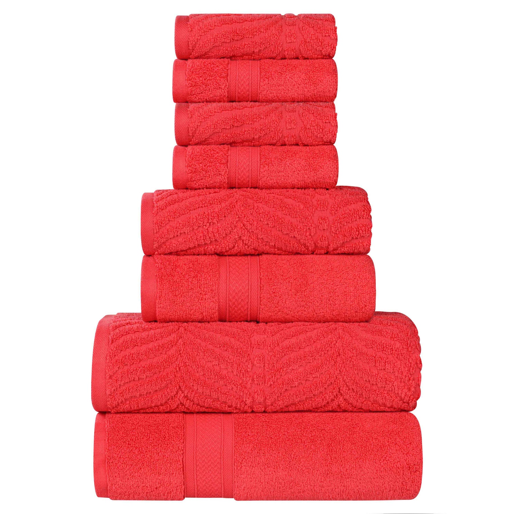 Chevron Zero Twist Solid and Jacquard Cotton 8 Piece Towel Set