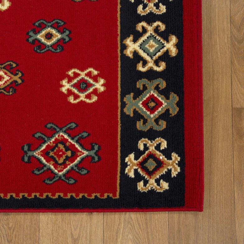 Santa Fe Geometric Floral Ikat Indoor Area Rug Or Runner Rug - Red