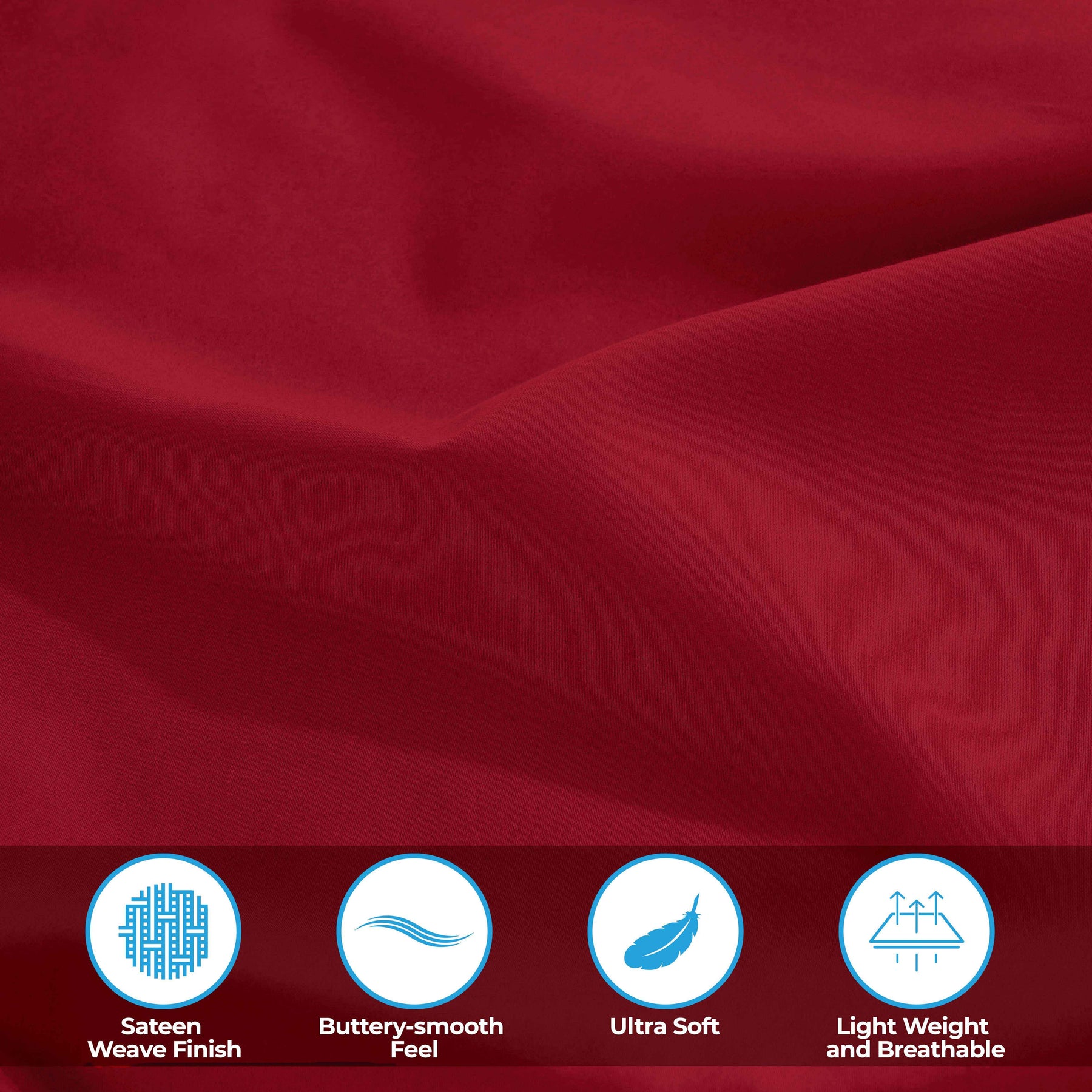 Egyptian Cotton 300 Thread Count Solid Deep Pocket Bed Sheet Set - Red