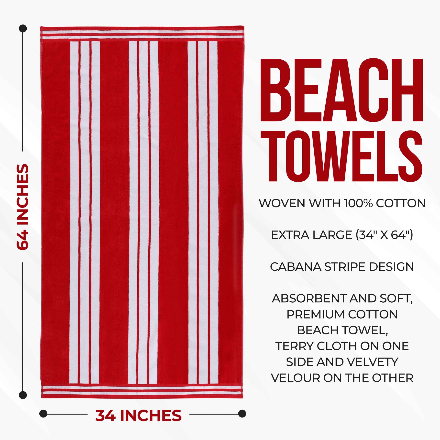 Striped Extra Large Oversized Absorbent Quick Dry Cotton Beach Towel