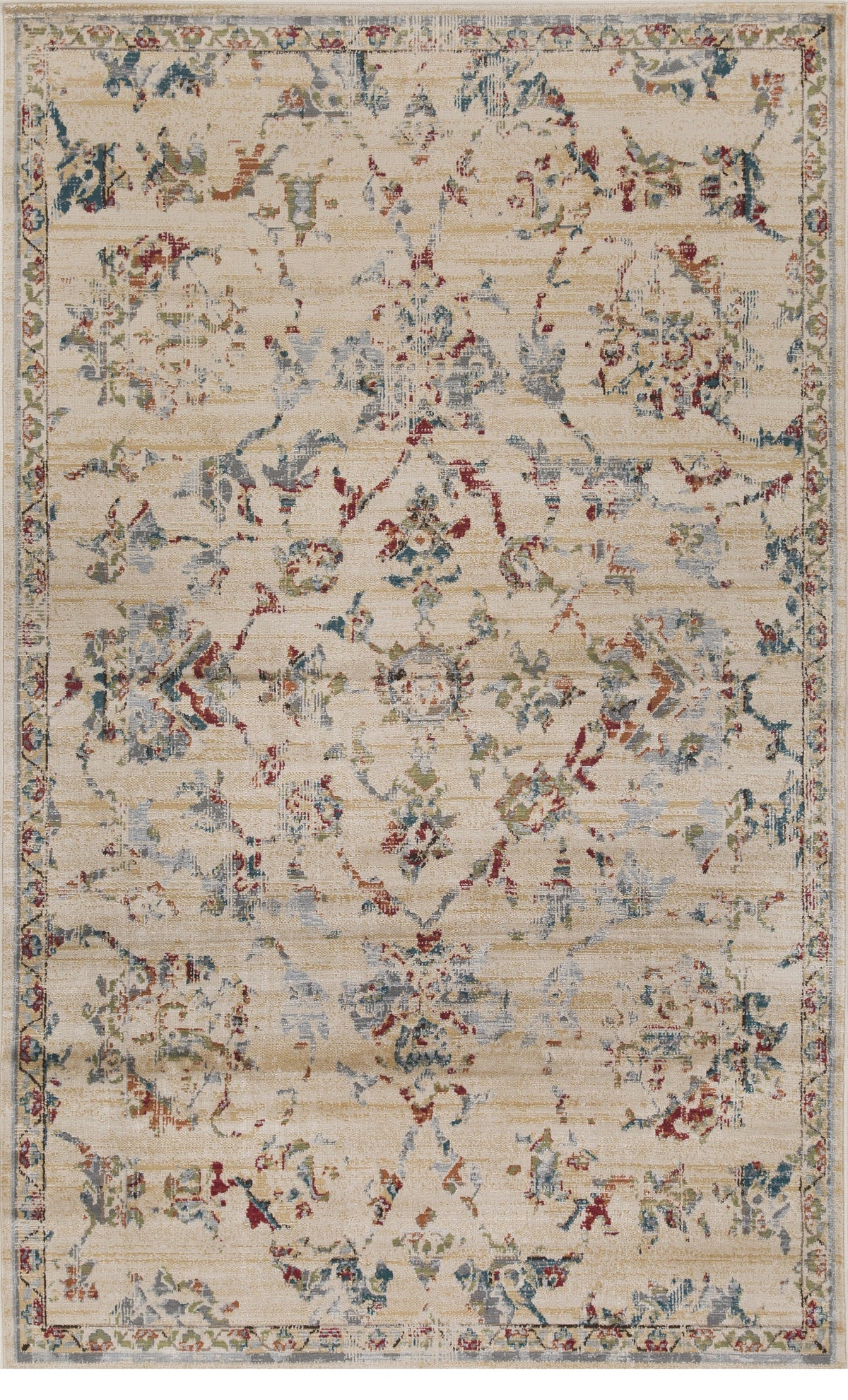 Basilio Modern Farmhouse Distressed Medallion Indoor Area Rug