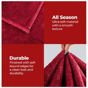 Fleece Plush Medium Weight Fluffy Soft Solid Decorative Blanket - Red