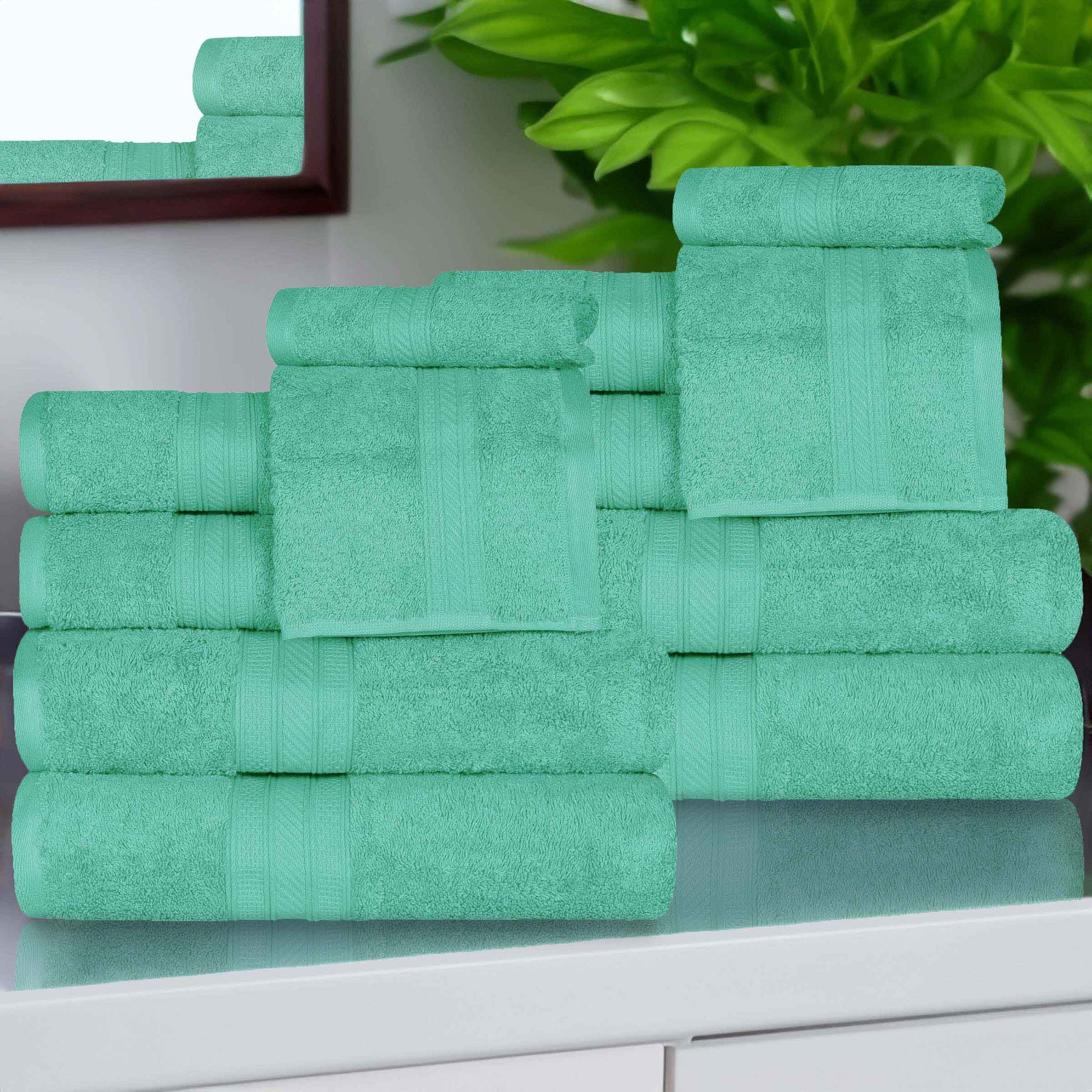 Atlas Cotton Plush Absorbent Heavyweight 12 Piece Assorted Towel Set