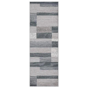 Rockwood Modern Geometric Patchwork Indoor Area Rug or Runner - Blue-Taupe