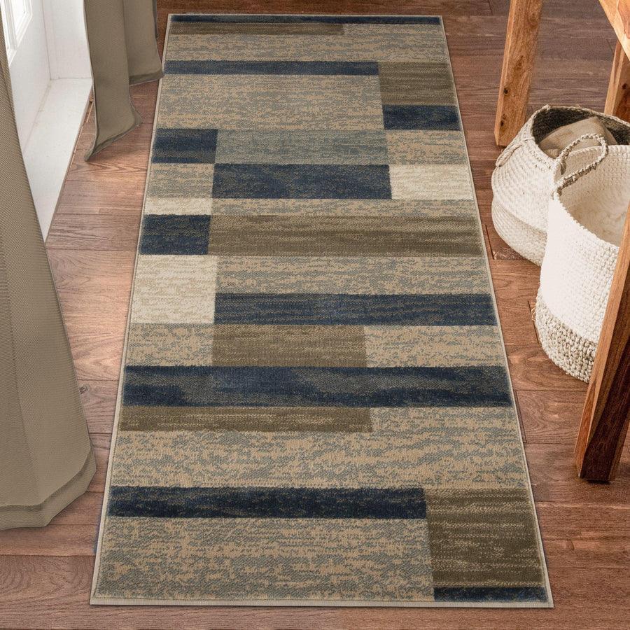 Rockwood Modern Geometric Patchwork Indoor Area Rug or Runner - MidnightNavy