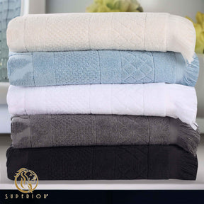 Rolla Cotton Geometric Jacquard Plush Soft Absorbent 6 Piece Towel Set - Towel Set by Superior - Superior 