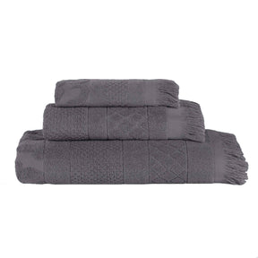 Rolla Cotton Geometric Jacquard Plush Soft Absorbent 3 Piece Towel Set - Towel Set by Superior - Superior 