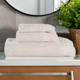 Rolla Cotton Geometric Jacquard Plush Soft Absorbent 3 Piece Towel Set - Towel Set by Superior