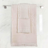 Rolla Cotton Geometric Jacquard Plush Soft Absorbent 3 Piece Towel Set - Towel Set by Superior