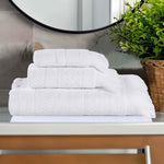 Rolla Cotton Geometric Jacquard Plush Soft Absorbent 3 Piece Towel Set - Towel Set by Superior