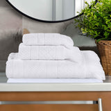 Rolla Cotton Geometric Jacquard Plush Soft Absorbent 3 Piece Towel Set - Towel Set by Superior