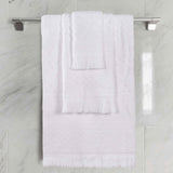 Rolla Cotton Geometric Jacquard Plush Soft Absorbent 3 Piece Towel Set - Towel Set by Superior