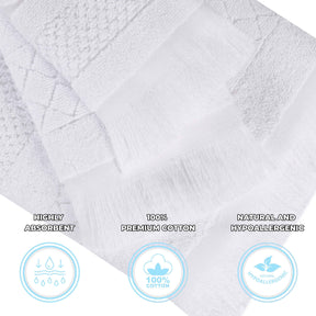 Rolla Cotton Geometric Jacquard Plush Soft Absorbent 3 Piece Towel Set - Towel Set by Superior - Superior 