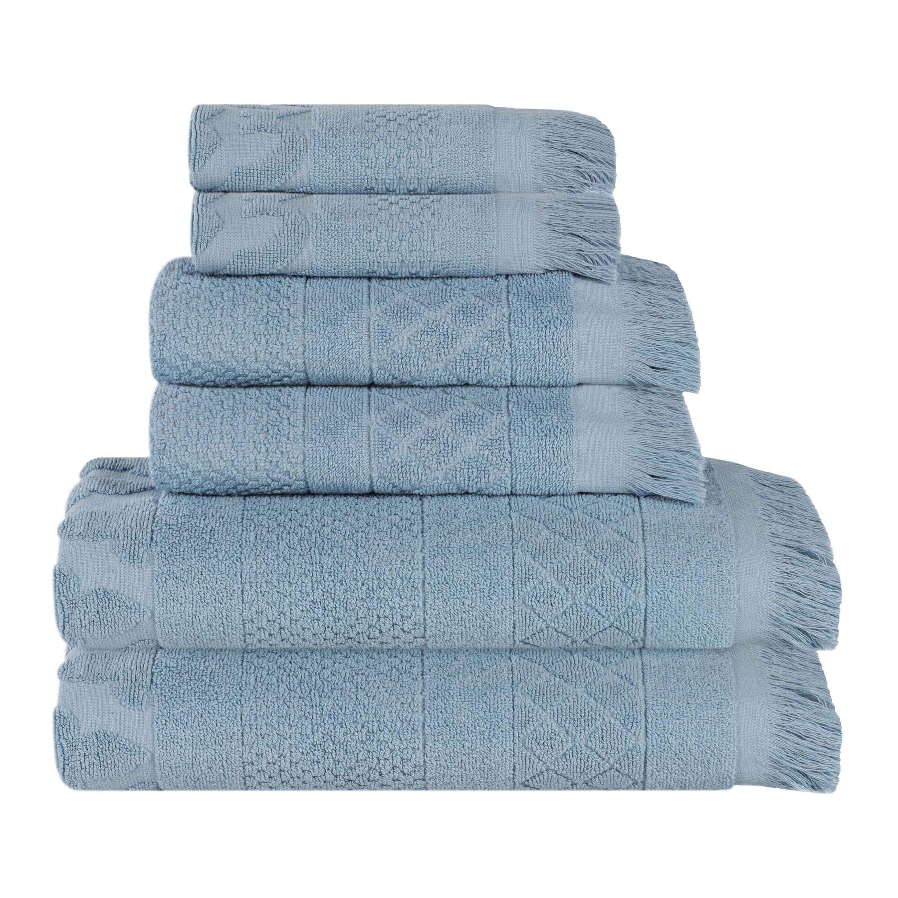 Rolla Cotton Geometric Jacquard Plush Soft Absorbent 6 Piece Towel Set - Towel Set by Superior - Superior 