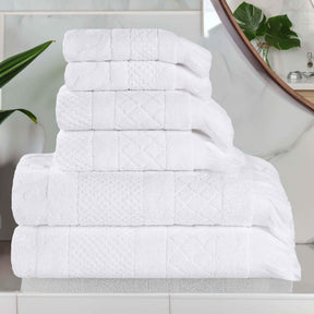 Rolla Cotton Geometric Jacquard Plush Soft Absorbent 6 Piece Towel Set - Towel Set by Superior - Superior 