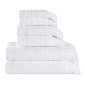 Rolla Cotton Geometric Jacquard Plush Soft Absorbent 6 Piece Towel Set - Towel Set by Superior - Superior 