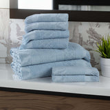 Rolla Cotton Geometric Jacquard Plush Soft Absorbent 8 Piece Towel Set - Towel Set by Superior