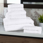 Rolla Cotton Geometric Jacquard Plush Soft Absorbent 8 Piece Towel Set - Towel Set by Superior