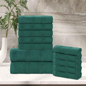 Roma Cotton Ribbed Textured Soft Absorbent 12 Piece Assorted Towel Set - Towel Set by Superior - Superior 