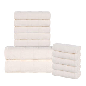 Roma Cotton Ribbed Textured Soft Absorbent 12 Piece Assorted Towel Set - Towel Set by Superior - Superior 