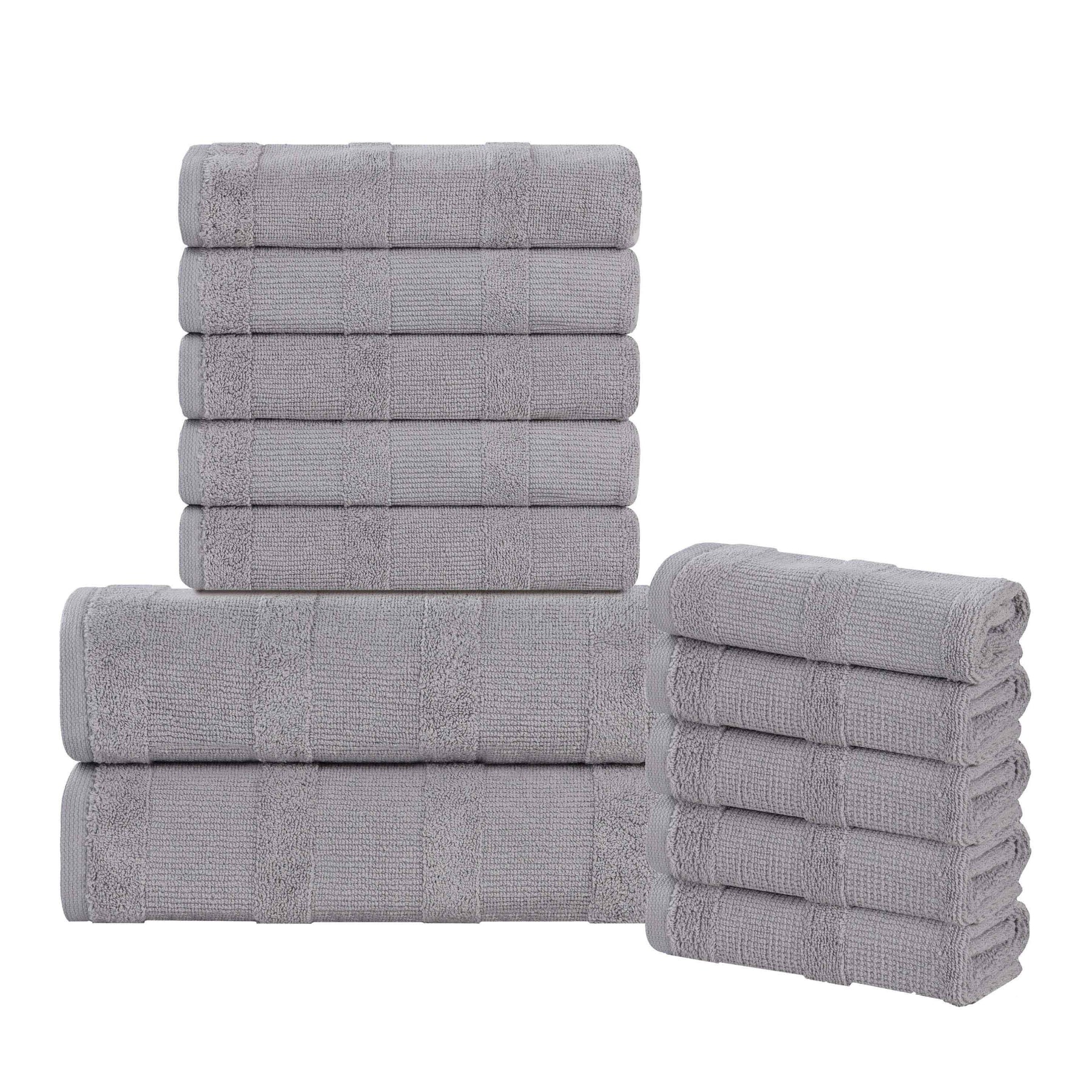 Roma Cotton Ribbed Textured Soft Absorbent 12 Piece Assorted Towel Set - Towel Set by Superior - Superior 