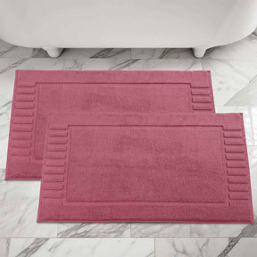 Leo Cotton Solid Modern Absorbent Heavy Washable Bath Mat Set of 2