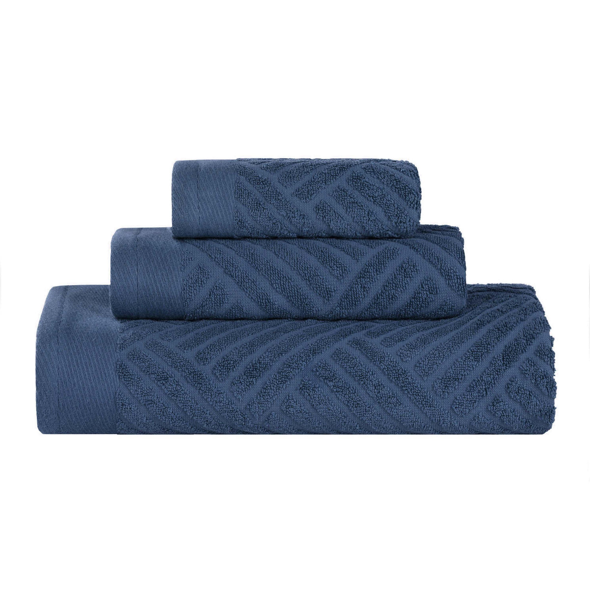 Basketweave Egyptian Cotton Jacquard 3 Piece Assorted Towel Set - Towel Set by Superior - Superior 