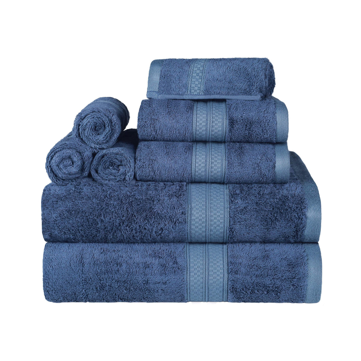 Ultra-Soft Rayon from Bamboo Cotton Blend 8 Piece Towel Set - RoyalBlue