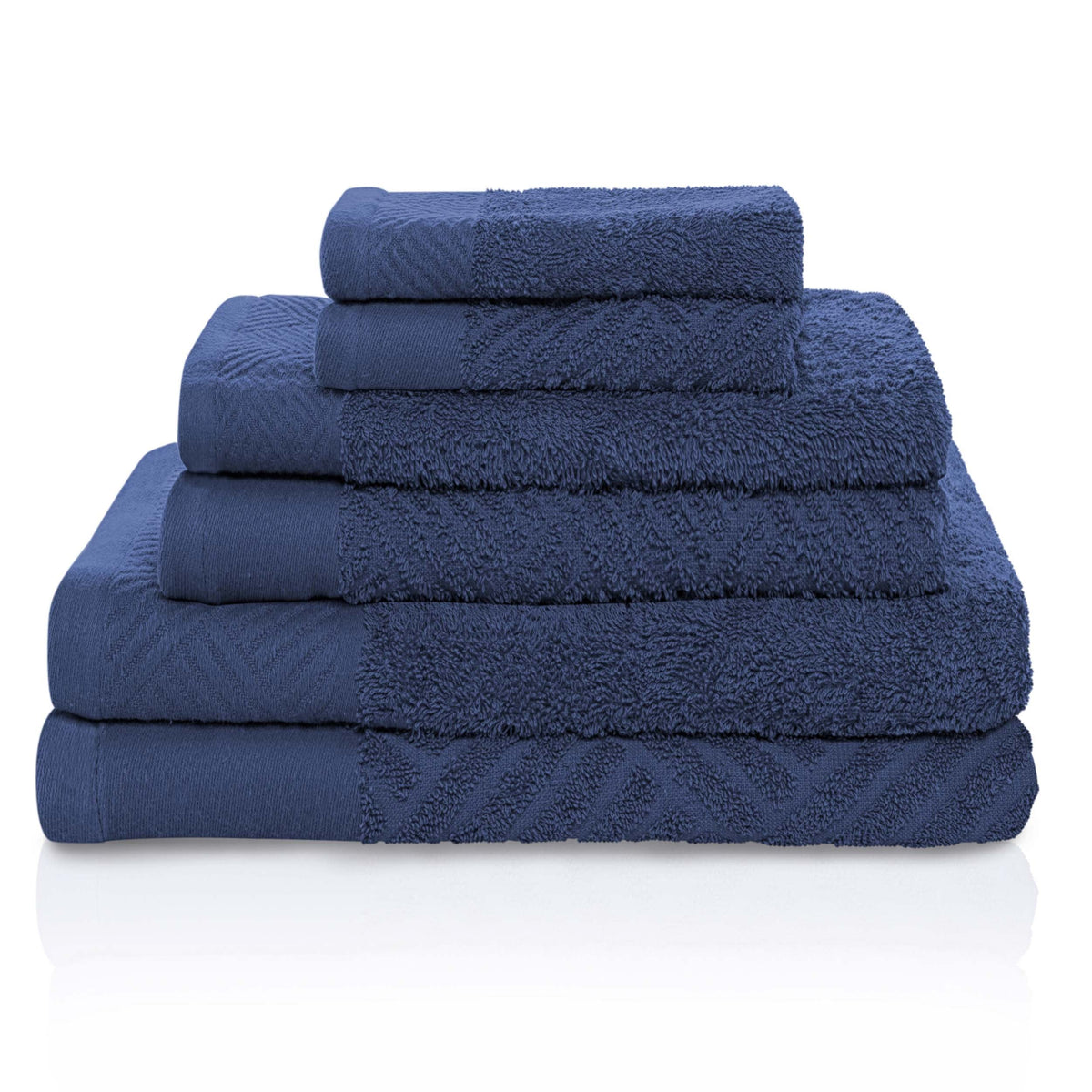 Basketweave Jacquard and Solid 6 Piece Egyptian Cotton Towel Set