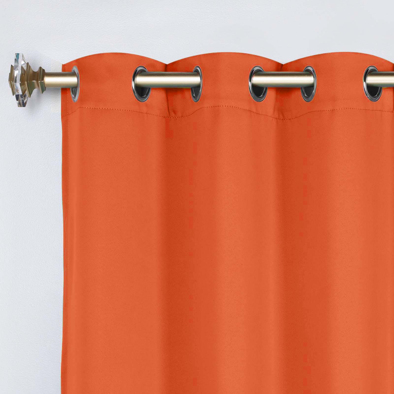 Classic Modern Solid Room Darkening Blackout Curtain Panels, Set of 2 - Rust