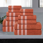 Brea Zero Twist Cotton Ribbed Geometric Border 12 Piece Towel Set - Towel Set by Superior