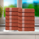 Brea Zero Twist Cotton Ribbed Geometric Border Face Towel Set of 12 - Face Towel by Superior