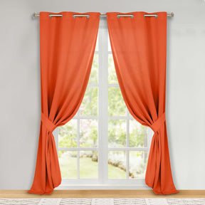 Classic Modern Solid Room Darkening Blackout Curtain Panels, Set of 2 - Rust