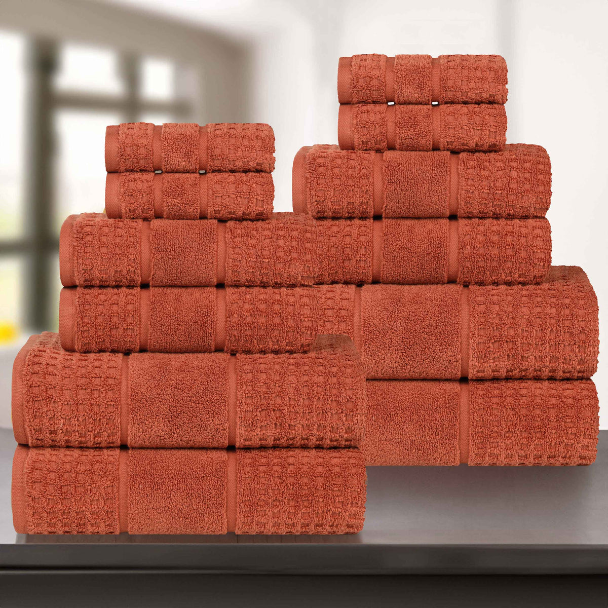 Napa Zero Twist Cotton Solid Waffle Honeycomb 12 Piece Towel Set