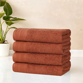 Honeycomb Textured Waffle Border Cotton Hand Towels, Set of 4