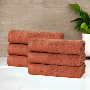 Honeycomb Textured Waffle Border Cotton Face Towels, Set of 6