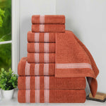 Brea Zero Twist Cotton Ribbed Geometric Border 9 Piece Towel Set - Towel Set by Superior