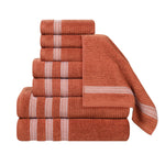 Brea Zero Twist Cotton Ribbed Geometric Border 8 Piece Towel Set - Towel Set by Superior