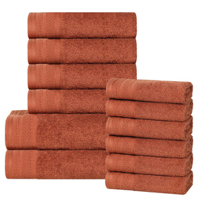 Honeycomb Textured Waffle Border Cotton 12 Piece Towel Set