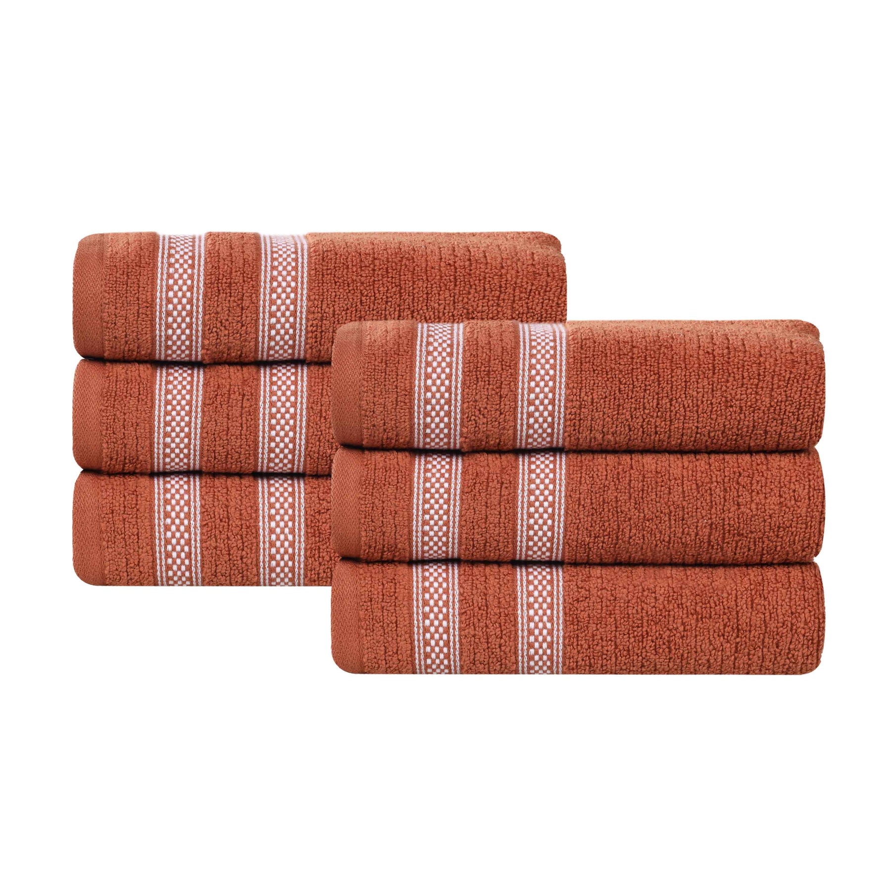 Brea Zero Twist Cotton Ribbed Modern Geometric Hand Towel Set of 6