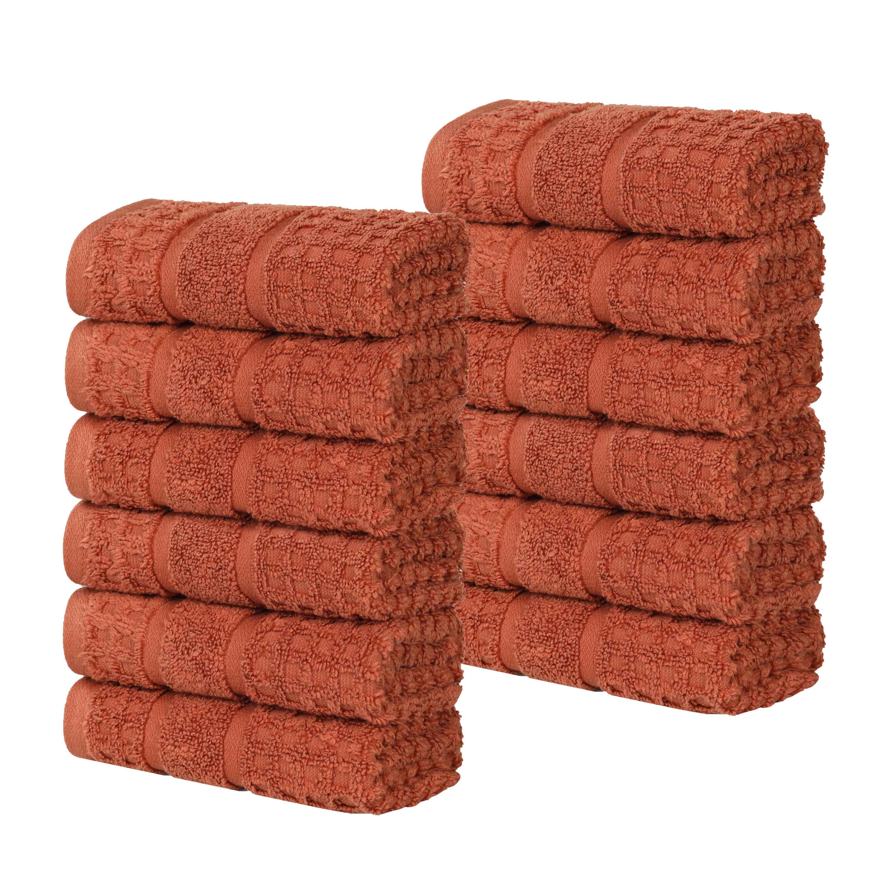 Napa Zero Twist Cotton Solid Waffle Face Towel Washcloth Set of 12 - Towel Set by Superior