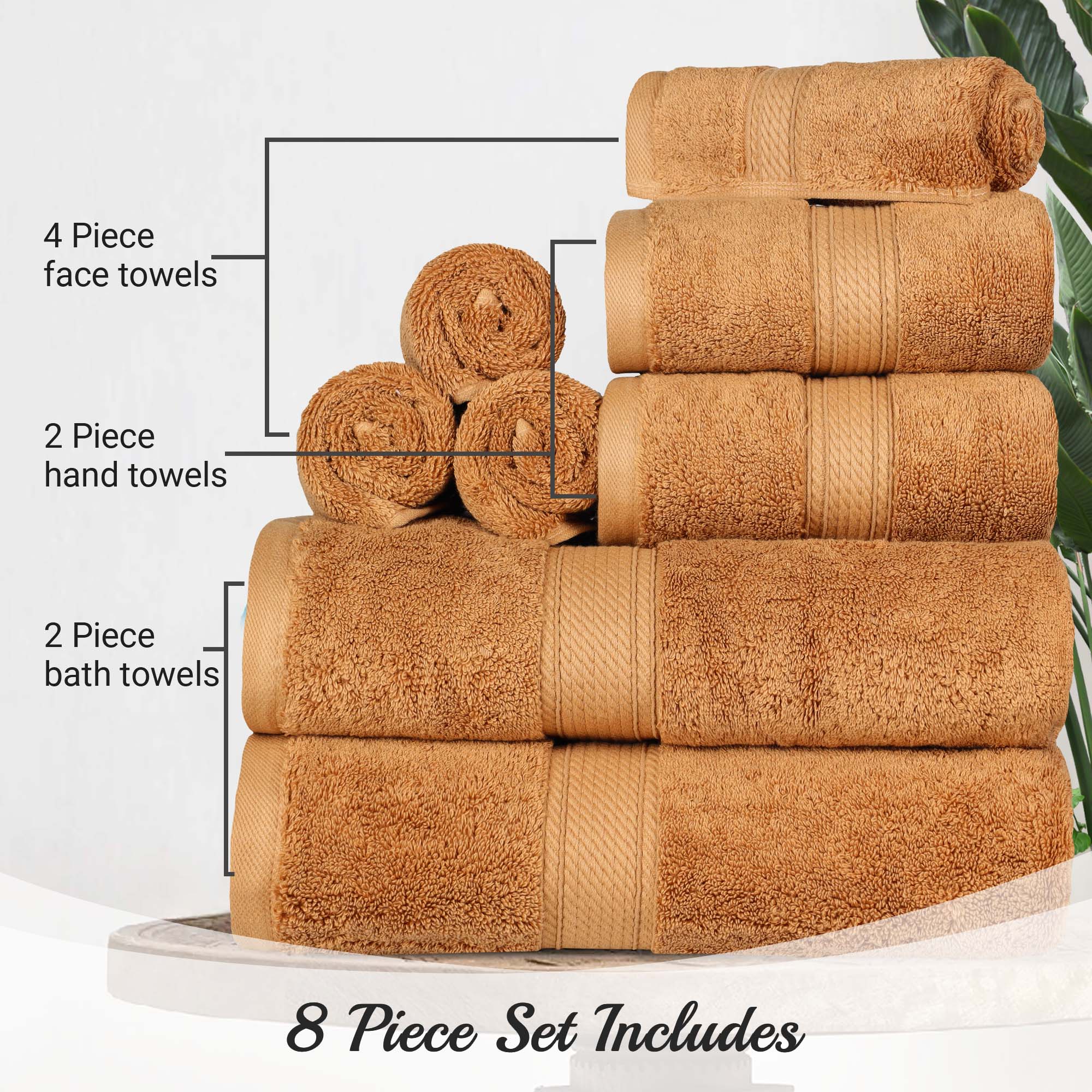 Madison Egyptian Cotton Pile Plush Heavyweight 8 Piece Towel Set - Towel Set by Superior