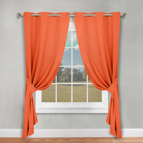 Classic Modern Solid Room Darkening Blackout Curtain Panels, Set of 2 - Rust